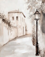 Vintage landscape art painting, wall art, design, realistic, textured painting