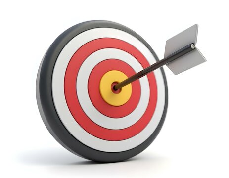 red and white target with arrow 3d icon isolated on transparent background cutout ia