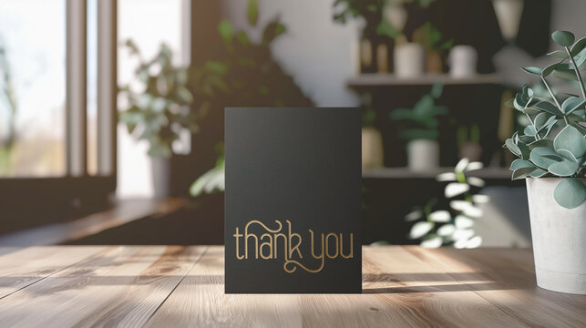 Everyday Thank You note card with gold text positioned at the bottom of the card ready for you to personalize with your custom message in an image editor. DIY Express gratitude appreciation your way