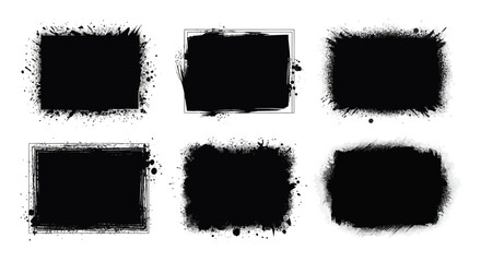 Rough Grunge Brush Frame Set Hand Drawn Text Borders and Shapes
