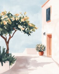 Fototapeta premium Vintage landscape art painting, wall art, design, realistic, textured painting