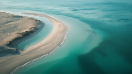 Obraz premium Serene Aerial View of Turquoise Waters and Pristine Sandy Beach