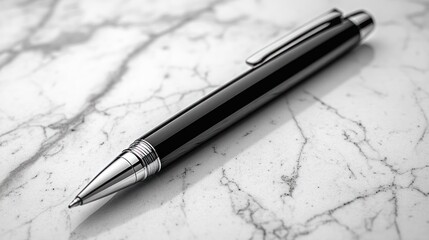 Elegant black pen on marble surface.