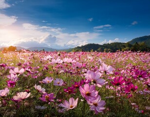 Obraz premium beautiful cosmos flower field
