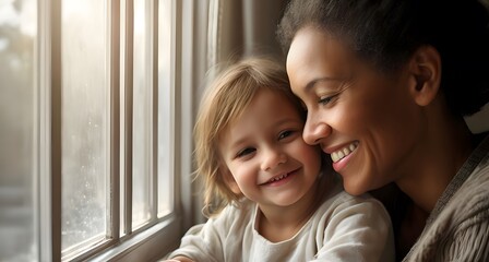 Parent and Child &ndash; Warm Moment by the Window