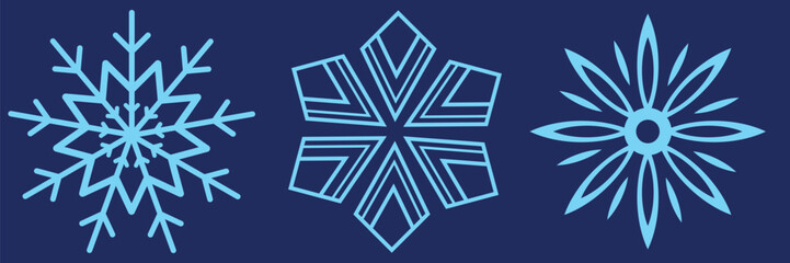 Fototapeta premium Set of Snowflakes Christmas design vector. Snowflakes icons. White Snowflake. Snowflakes template. Snow winter. Snowflakes icons. Snowflake vector icon
