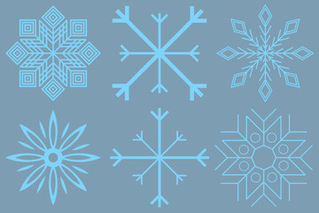 Set of Snowflakes Christmas design vector. Snowflakes icons. White Snowflake. Snowflakes template. Snow winter. Snowflakes icons. Snowflake vector icon