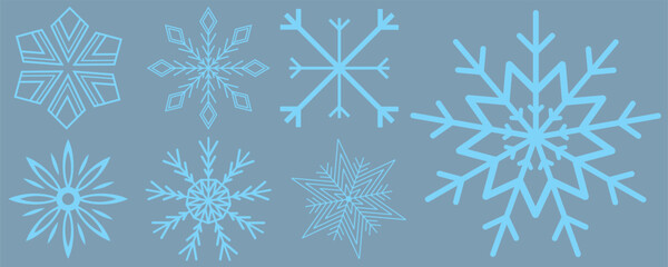 Set of Snowflakes Christmas design vector. Snowflakes icons. White Snowflake. Snowflakes template. Snow winter. Snowflakes icons. Snowflake vector icon