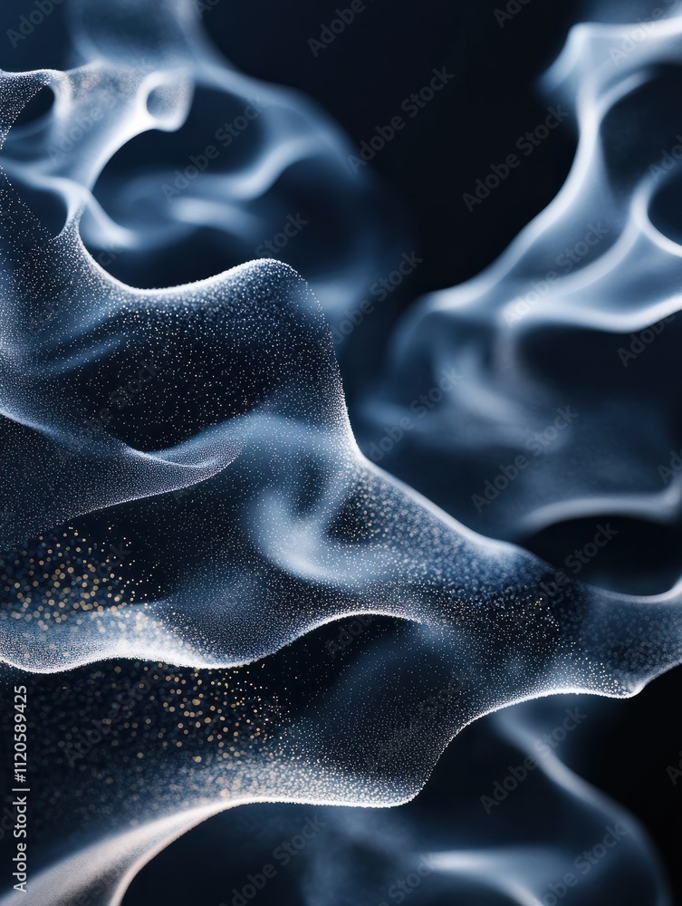 Aufkleber abstract smokey wave background. nano dynamic flow with 3d particles. smoky dynamic wavy effect flow