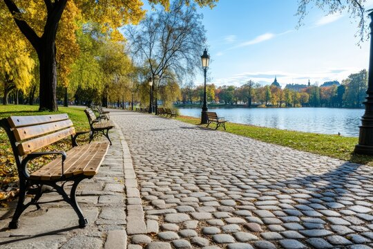 Charming cobblestone streets in historic towns, showcasing picturesque architecture and atmosphere