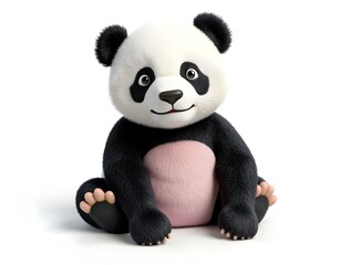 baby panda 3d isolated on a transparent cut-out background ia 