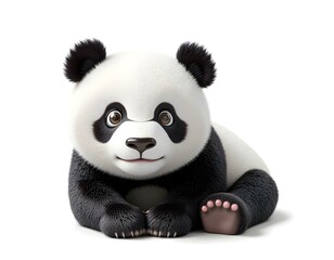 baby panda 3d isolated on a transparent cut-out background ia 