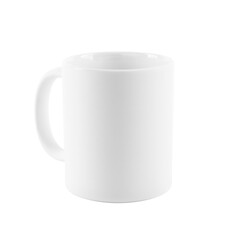 One blank ceramic mug isolated on white. Mockup for design