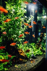 Vibrant Aquarium with Colorful Fish and Lush Underwater Plants