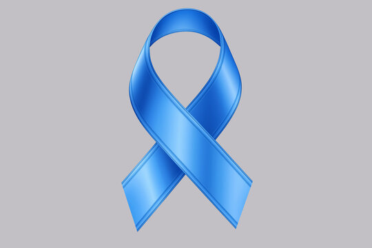 Light blue awareness ribbon on grey background