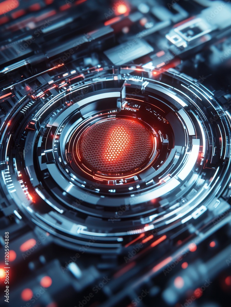Poster futuristic fingerprint scanner failing biometric identification block access. digital security syste