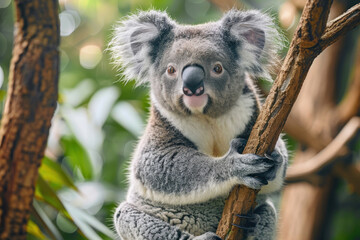 Obraz premium Koala on Branch,. 