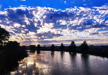 Fototapeta premium sunset over the river