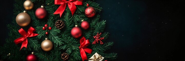 Vivid Merry Christmas and Happy New Year Banner – Creative Holiday Design Featuring Bright Colors and Cheerful Decorations