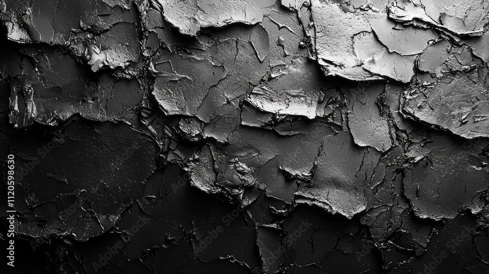 Poster soft, rich blacks create a captivating surface with intricate layers of texture. the rough, weathere