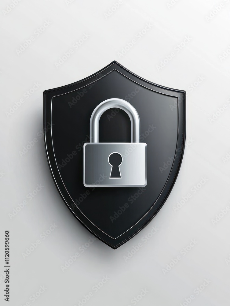 Poster shield and lock icon. element of cybersecurity icon for mobile concept and web apps. glyph style shi