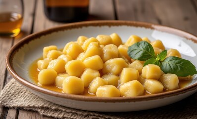 Delicious potato gnocchi on a plate