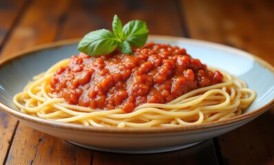 Delicious spaghetti with rich tomato sauce