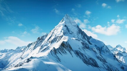 Obraz premium A photo of a snowy mountain peak with a clear blue sky