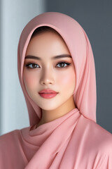 Naklejka premium Modern Woman in Elegant Hijab Half View Portrait