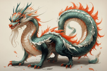 Obraz premium Vibrant dragon illustration featuring intricate design elements and colors in various artistic styles