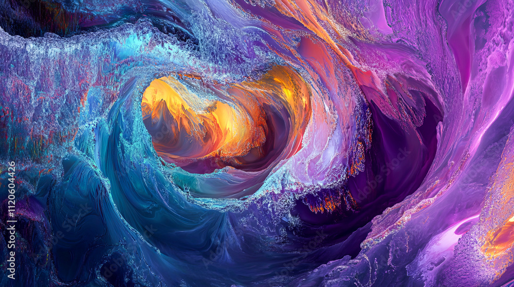 Poster vivid abstract swirl of vibrant colors creating a dynamic wave-like motion