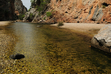 Creek At Torrent De Pareis Canyon Mallorca Spain On A Beautiful Sunny Spring Day