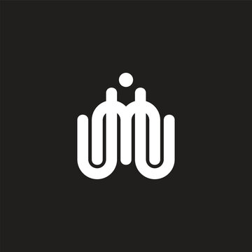 letter m u i linked lines simple logo vector