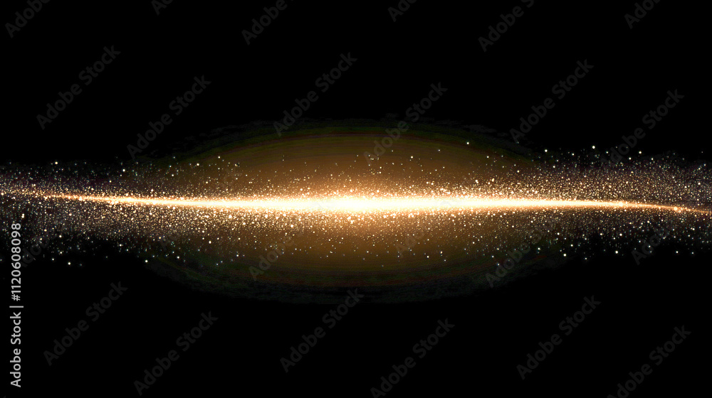 Poster glowing cosmic particle beam scene with sparkling light effects