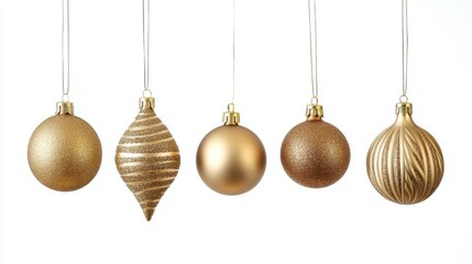 Elegant golden christmas ornaments display