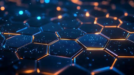 Modern Geometric Digital Hex Patterns with Vibrant Blue Accents : Generative AI