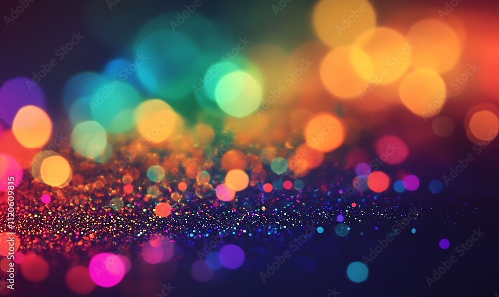 Poster vivid rainbow color bokeh lights with dreamy and magical glow : generative ai