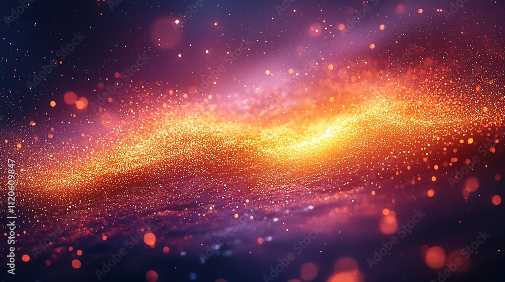 Fototapete digital art of dynamic particle wave with vivid orange and purple colors : generative ai
