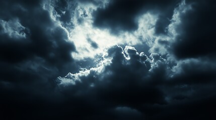 Obraz premium Dark Ominous Clouds Blocking Sunlight Creating Mysterious Mood : Generative AI