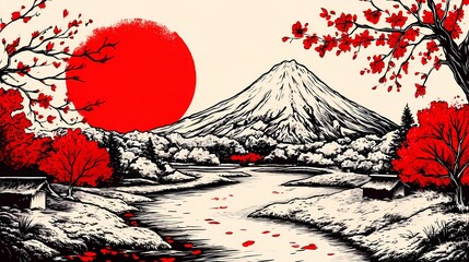 Surreal Japanese fantasy scene with torii gates and spirit mists, ideal for mythological visuals and folklore-based concept designs.