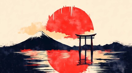 Surreal Japanese fantasy scene with torii gates and spirit mists, ideal for mythological visuals and folklore-based concept designs.