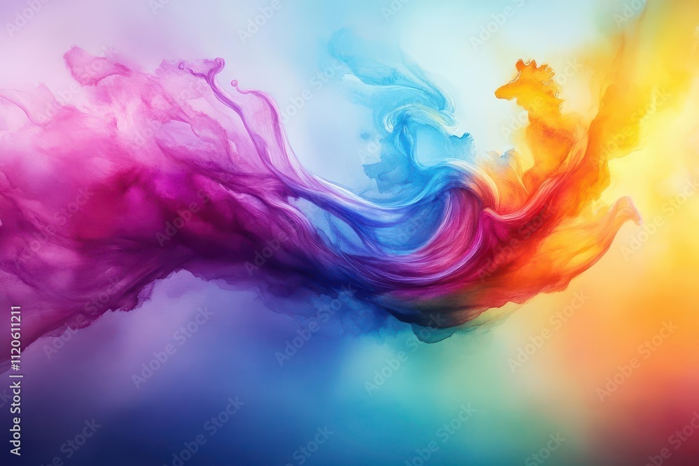 Poster fluid ribbons of watercolor cascading through the air, forming a surreal vortex of dimensions in viv