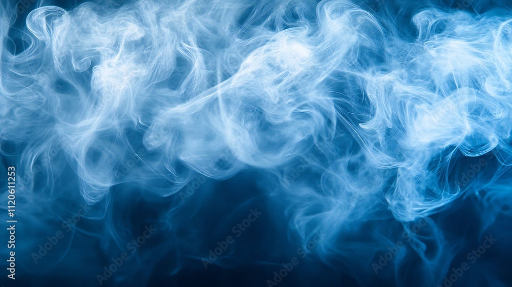 Poster ethereal blue smoke texture floating on dark background with dreamy visual appeal : generative ai