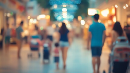 Fototapeta premium Abstract Blur of Urban Shopping Experience with People and Vibrant Lights : Generative AI