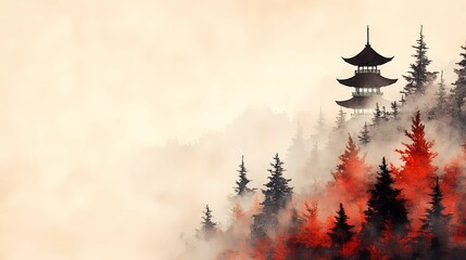 Surreal Japanese fantasy scene with torii gates and spirit mists, ideal for mythological visuals and folklore-based concept designs.