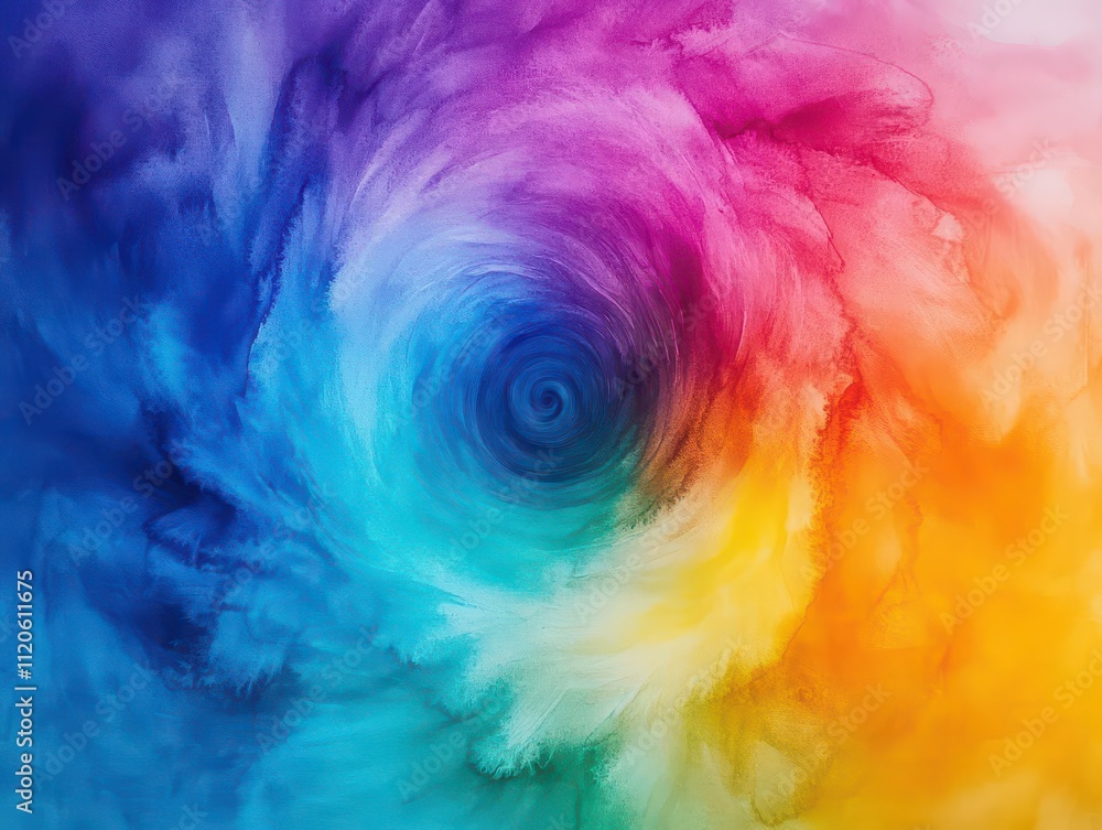Poster dynamic swirls of liquid watercolor creating a hypnotic mandala, alive with motion and vibrant depth