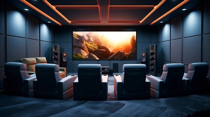 A photo of a stylish home theater room
