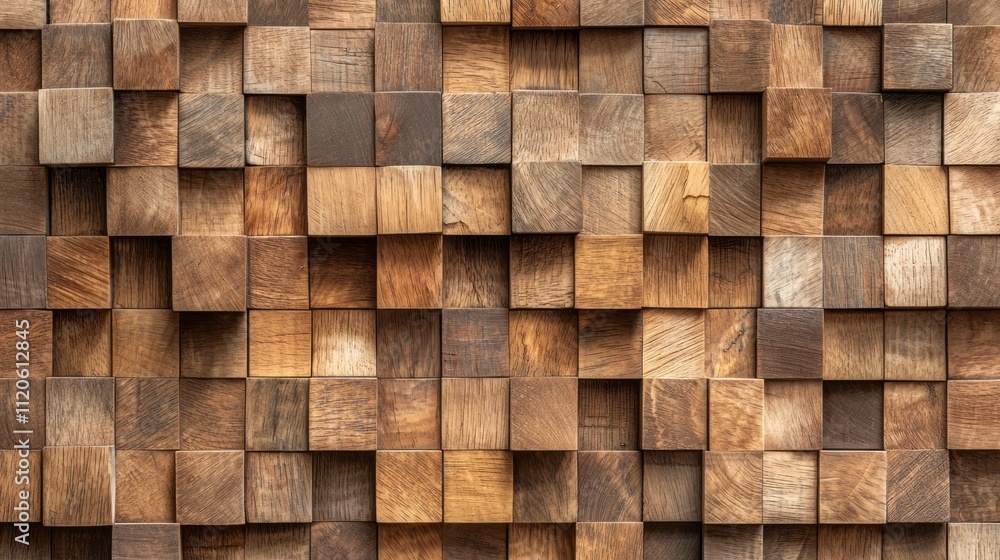 Poster exploring the beauty of craftsmanship, this wooden backdrop reveals a mosaic of various wooden block