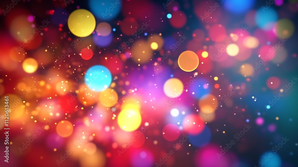 Poster colorful abstract light bokeh with vibrant circles and festive glow : generative ai