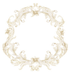 Victorian Baroque Watercolor Frames, Ornamental Borders, Elegant Beige Designs for Scrapbooking and Junk Journals